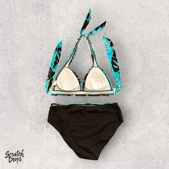 Mossimo Ocean Avenue Bikini Set Top 10 Bottom 16W Tropical Print Swimwear Duo - Picture 2 of 5